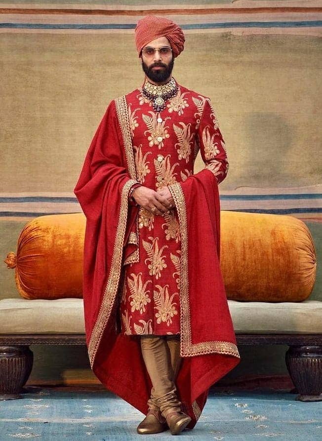 red sherwani